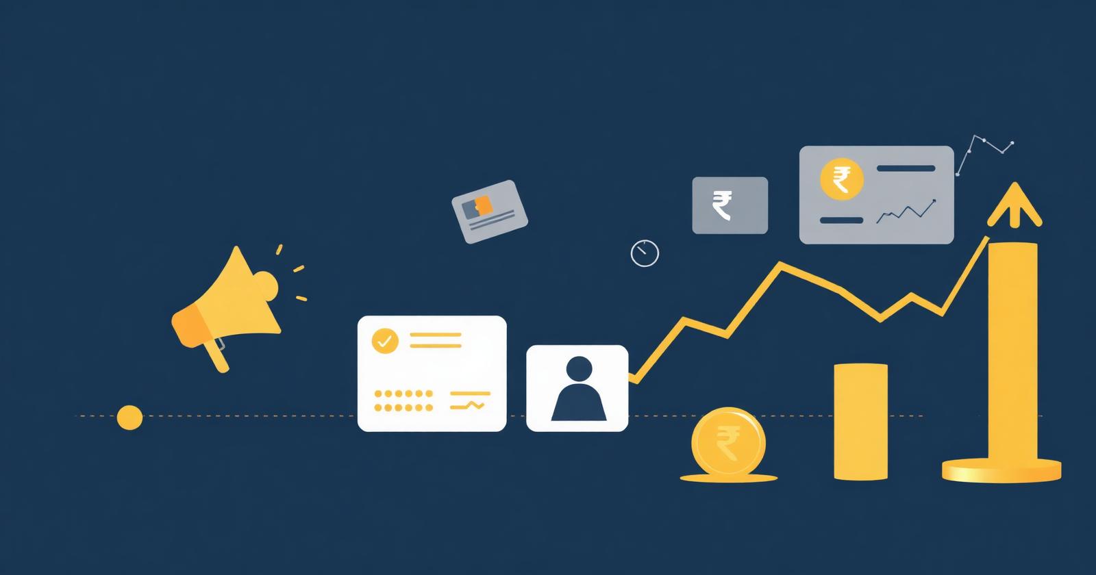 Performance marketing funnel from ad clicks to revenue with cost per lead, CAC and ROAS metrics